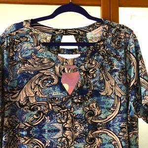 Blue, black, and white swirl design maxi dress EUC